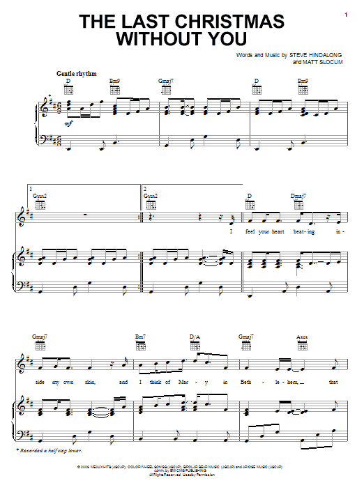 Sixpence None The Richer The Last Christmas Without You sheet music notes and chords arranged for Piano, Vocal & Guitar Chords (Right-Hand Melody)