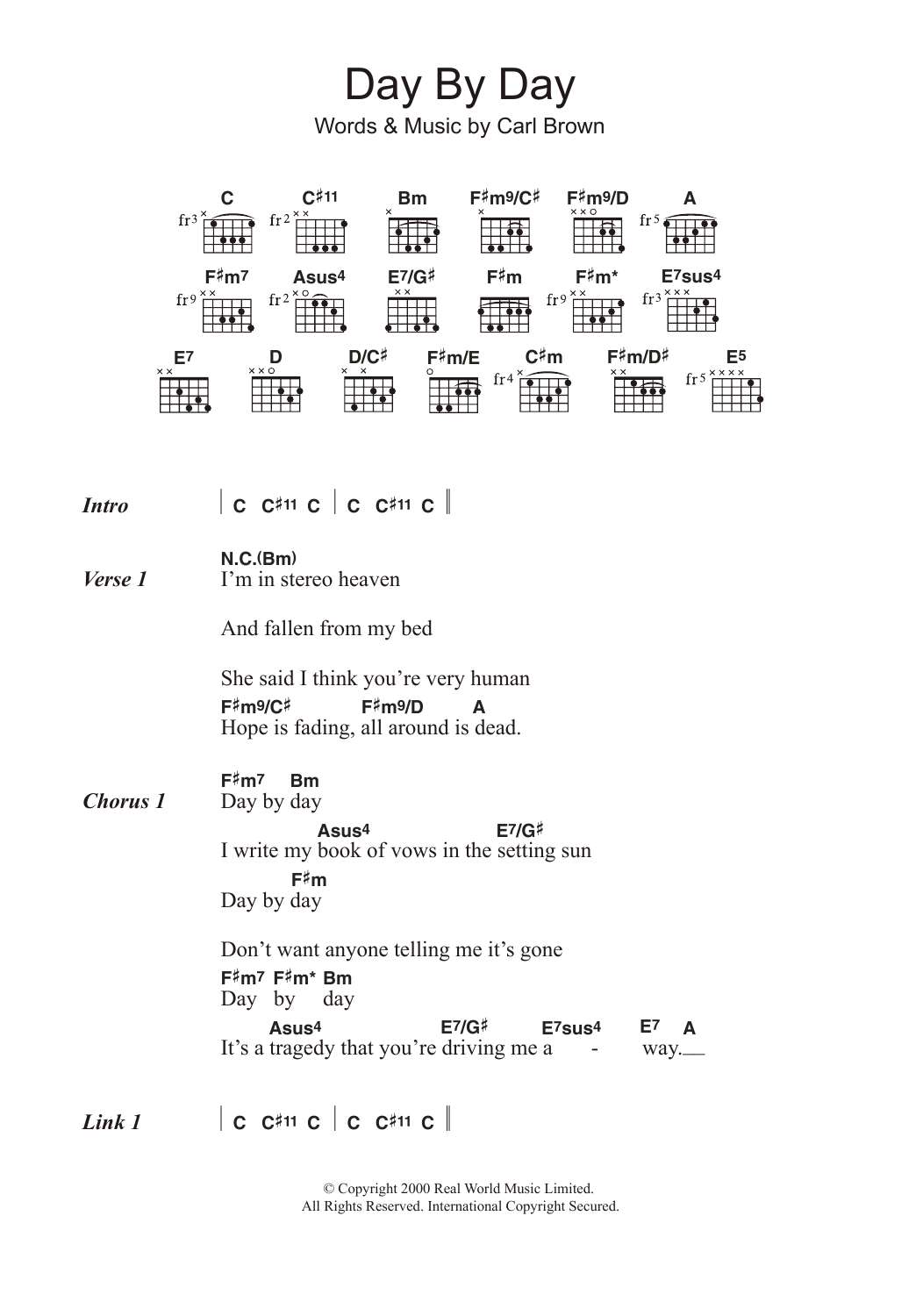 Sizer Barker Day By Day sheet music notes and chords arranged for Guitar Chords/Lyrics