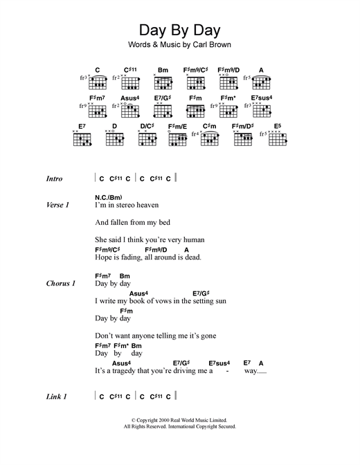 Sizer Barker Day By Day sheet music notes and chords arranged for Guitar Chords/Lyrics