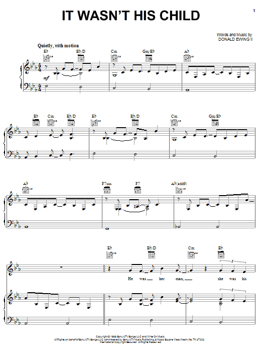 Skip Ewing It Wasn't His Child sheet music notes and chords arranged for Piano, Vocal & Guitar Chords (Right-Hand Melody)