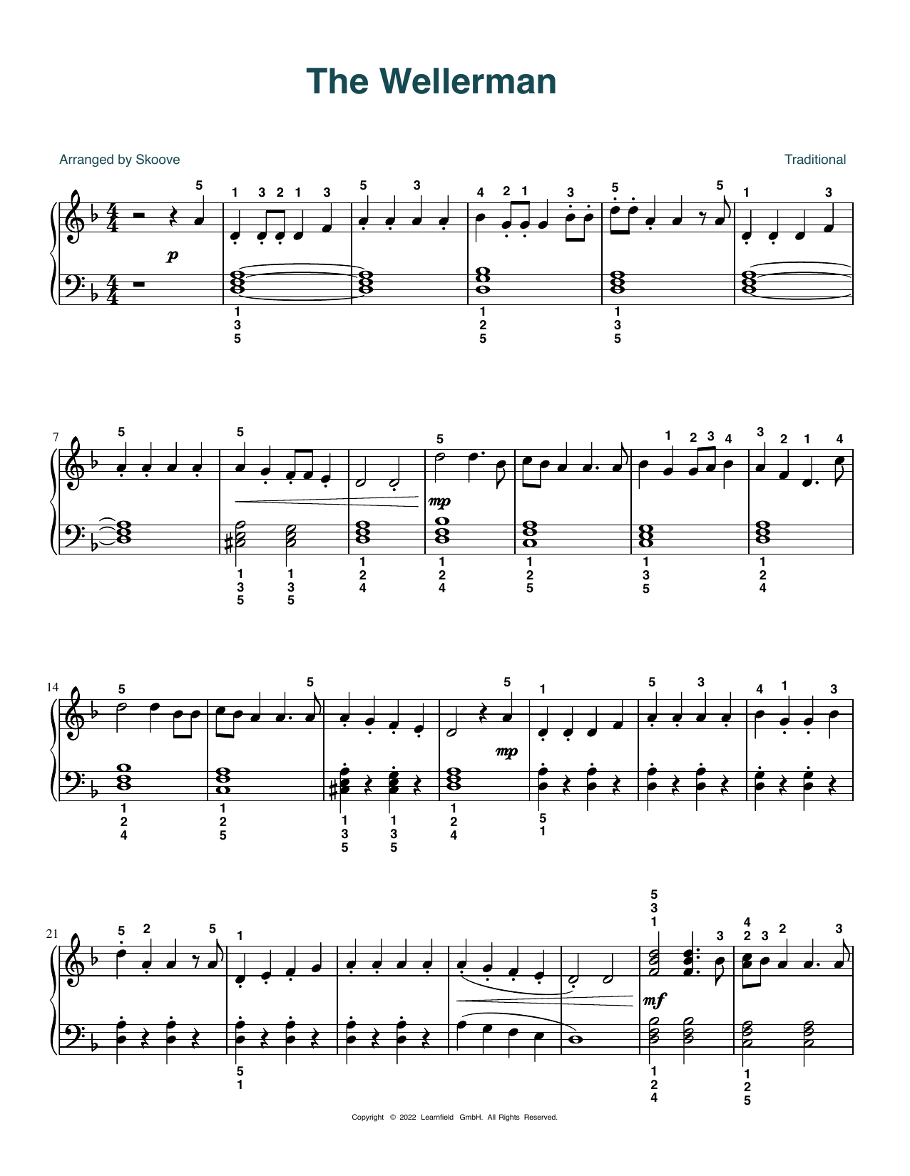 Skoove The Wellerman (arr. Skoove) sheet music notes and chords arranged for Easy Piano