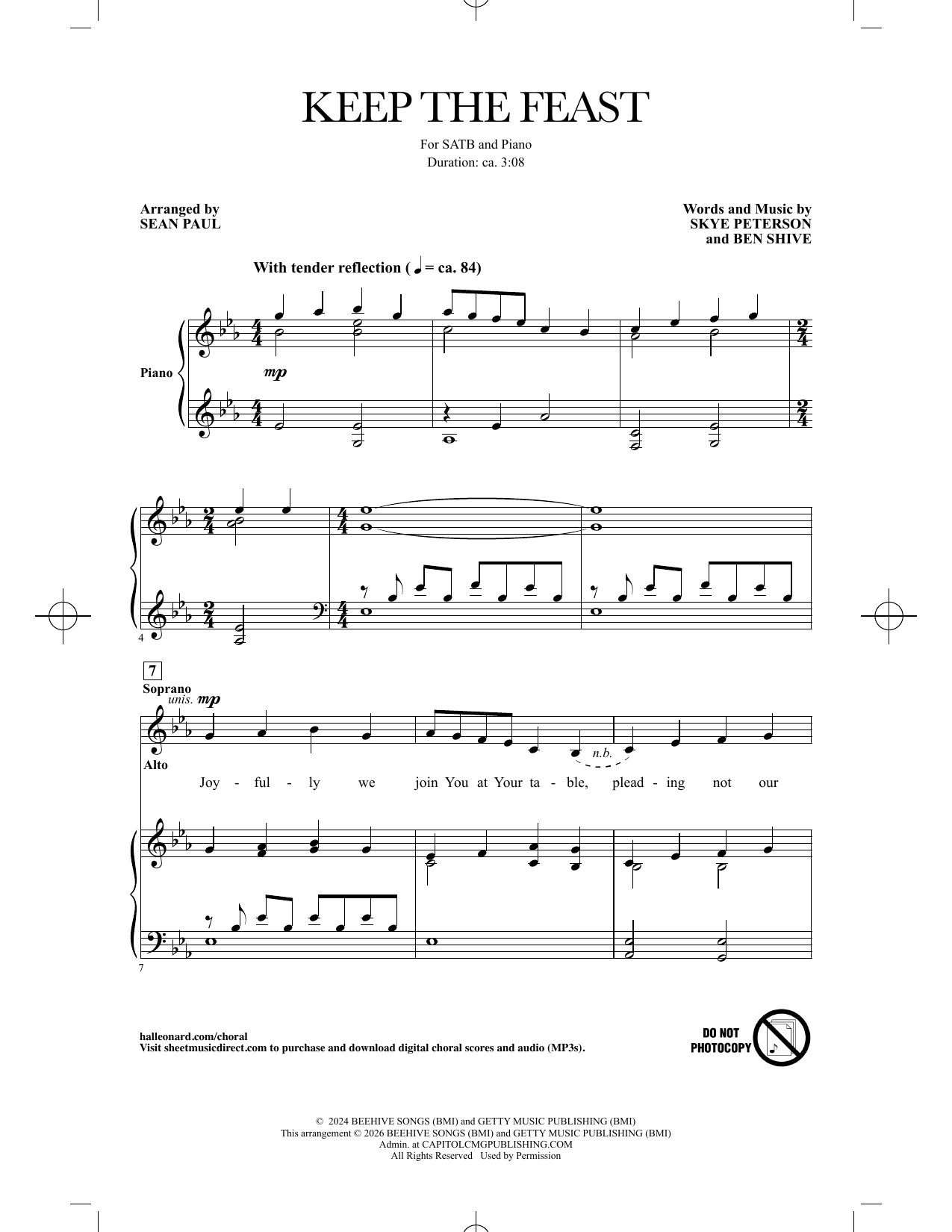 Skye Peterson and Ben Shive Keep The Feast (arr. Sean Paul) sheet music notes and chords arranged for SATB Choir