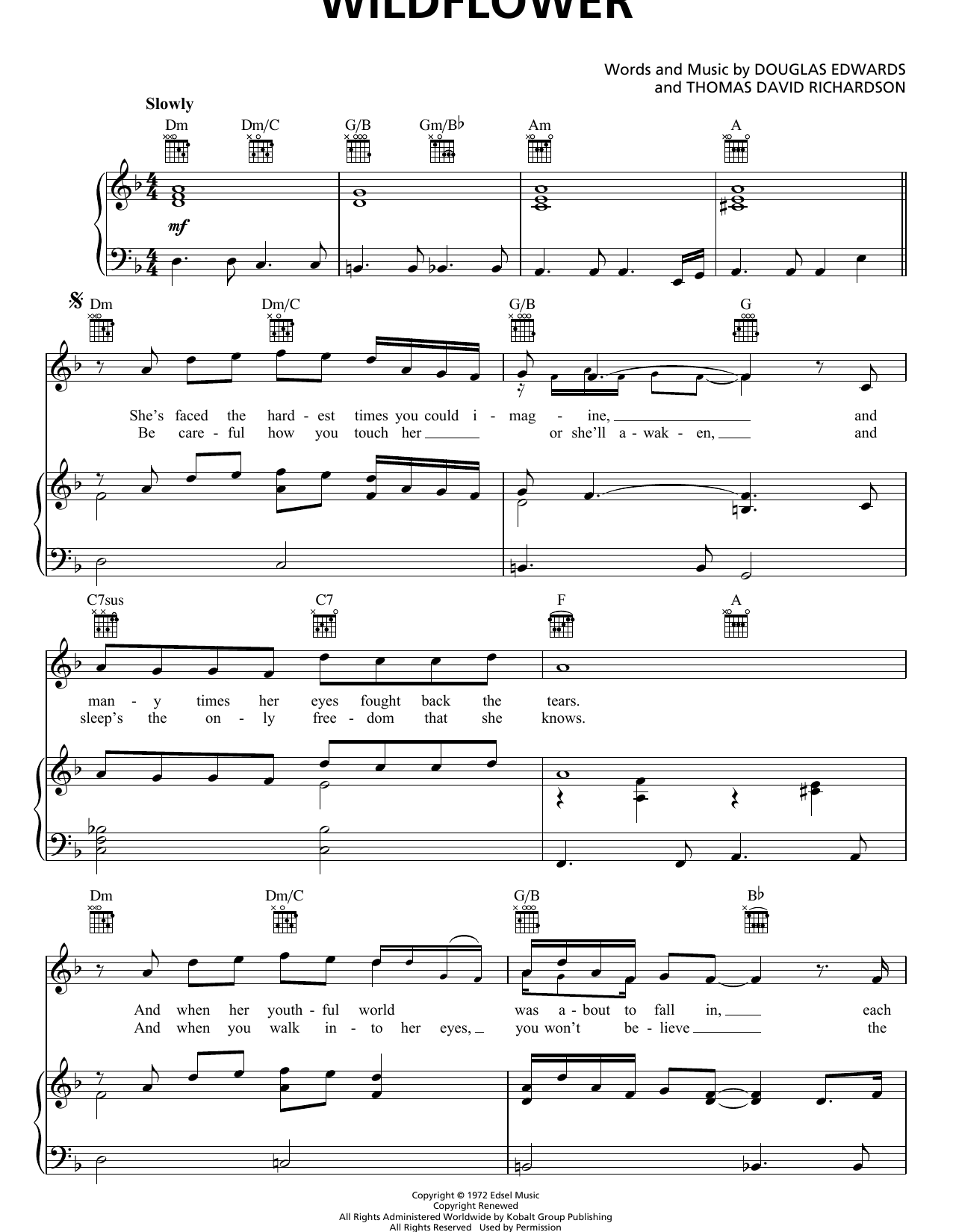 Skylark Wildflower sheet music notes and chords arranged for Piano, Vocal & Guitar Chords (Right-Hand Melody)