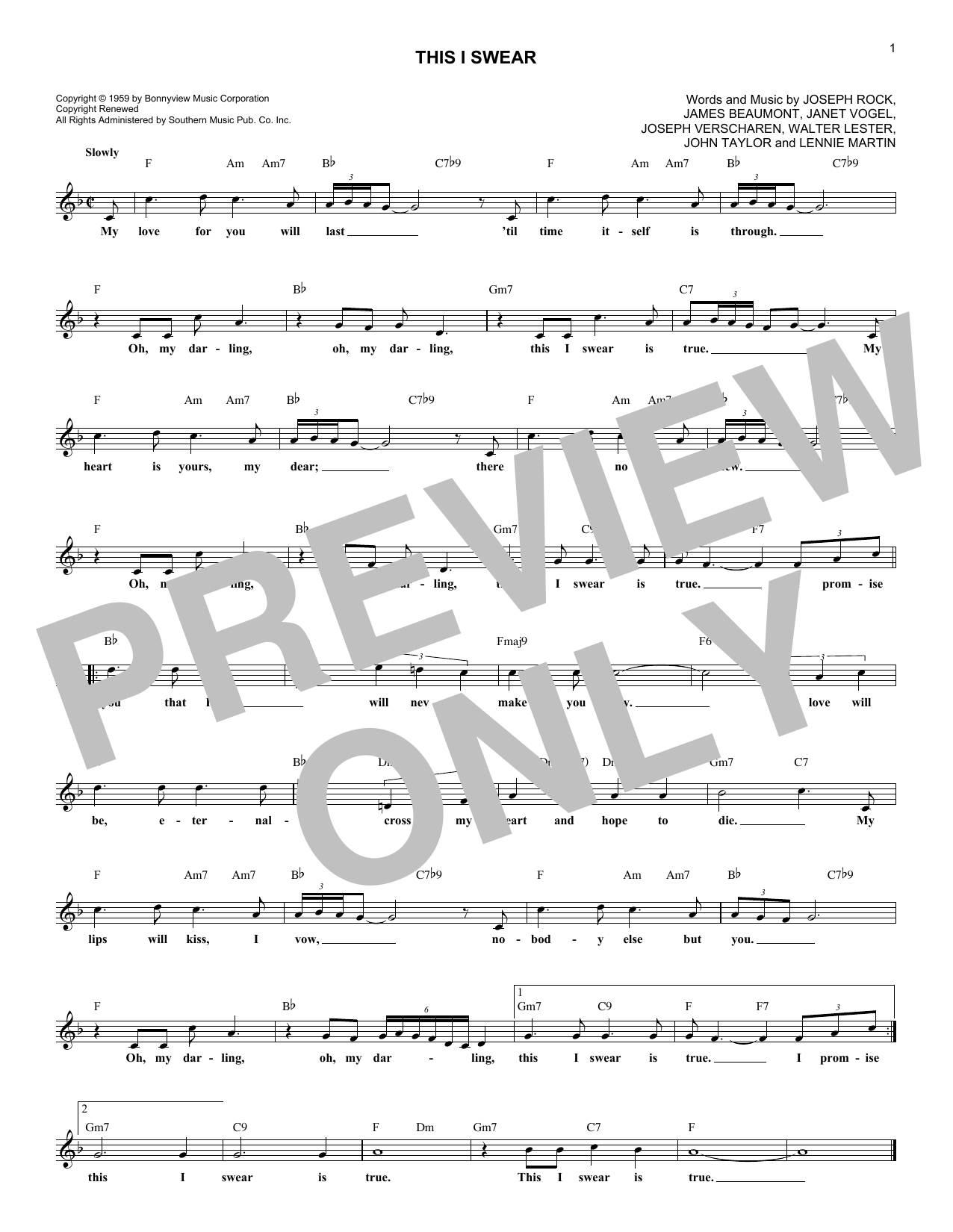 Skyliners This I Swear sheet music notes and chords arranged for Lead Sheet / Fake Book