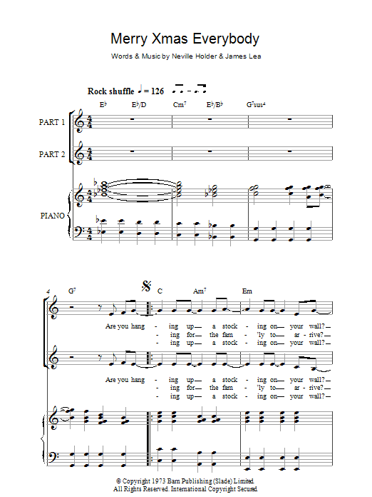 Slade Merry Xmas Everybody (arr. Rick Hein) sheet music notes and chords arranged for 2-Part Choir