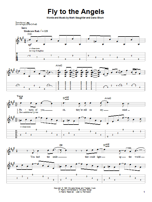 Slaughter Fly To The Angels sheet music notes and chords arranged for Guitar Tab (Single Guitar)