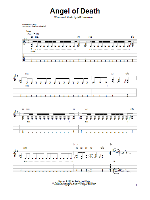 Slayer Angel Of Death sheet music notes and chords arranged for Drums Transcription