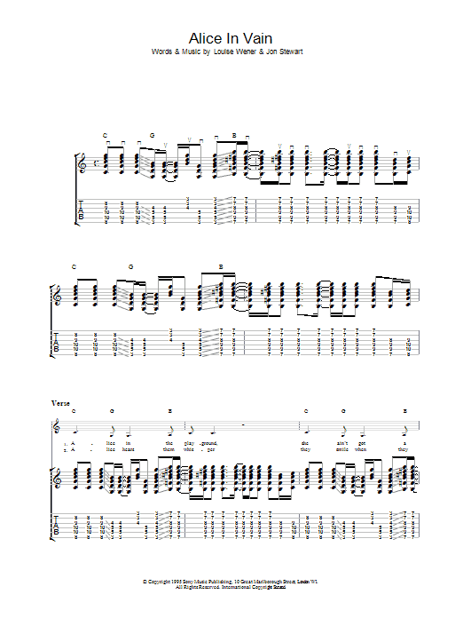Sleeper Alice In Vain sheet music notes and chords arranged for Guitar Tab