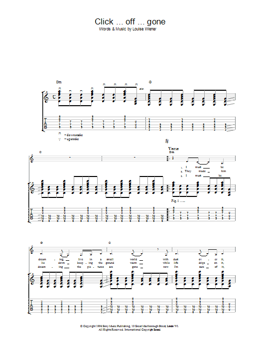 Sleeper Click ... off ... gone sheet music notes and chords arranged for Guitar Tab
