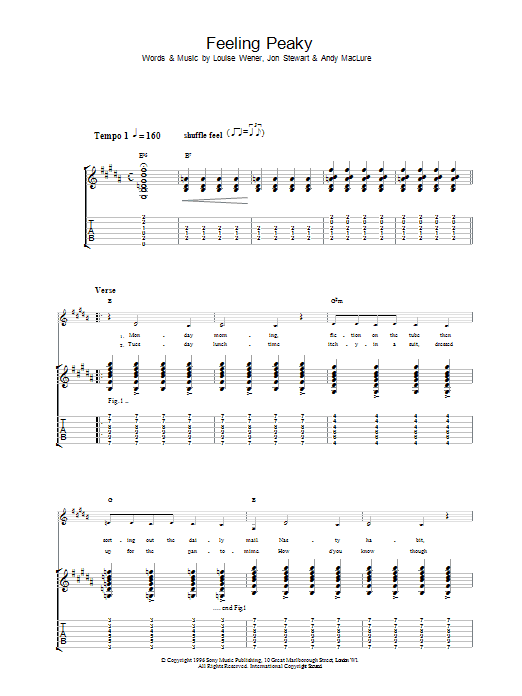 Sleeper Feeling Peaky sheet music notes and chords arranged for Guitar Tab