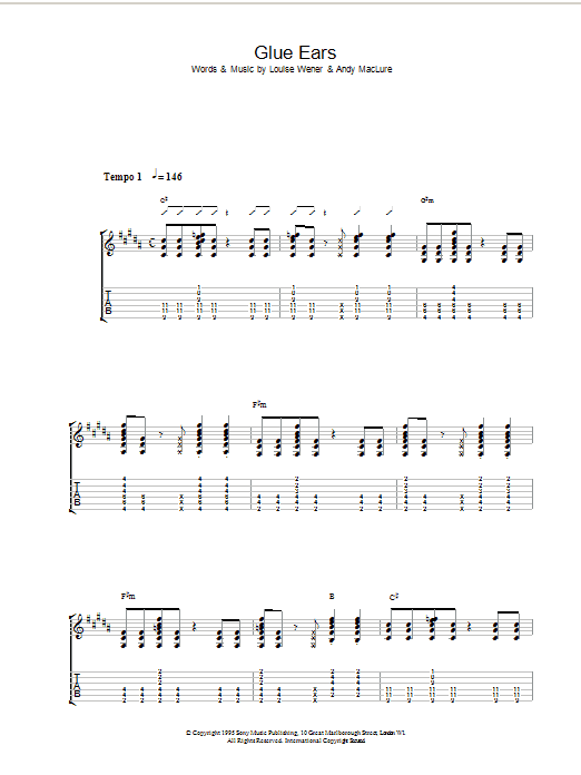 Sleeper Glue Ears sheet music notes and chords arranged for Guitar Tab