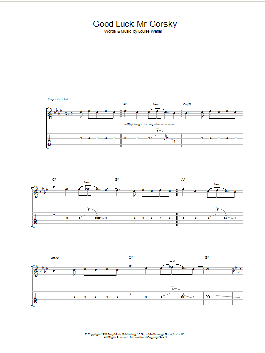 Sleeper Good Luck Mr Gorsky sheet music notes and chords arranged for Guitar Tab