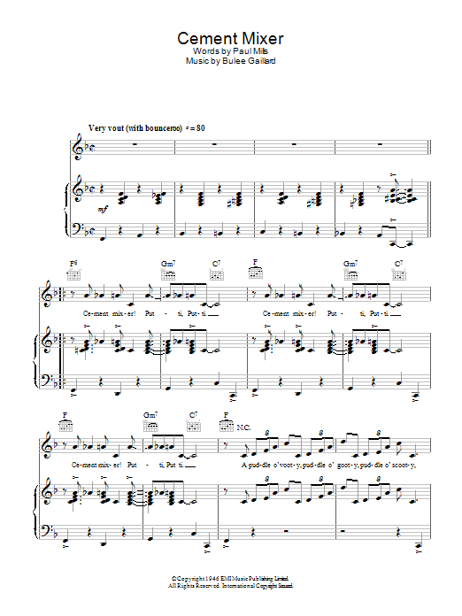 Slim Gaillard Cement Mixer sheet music notes and chords arranged for Piano, Vocal & Guitar Chords