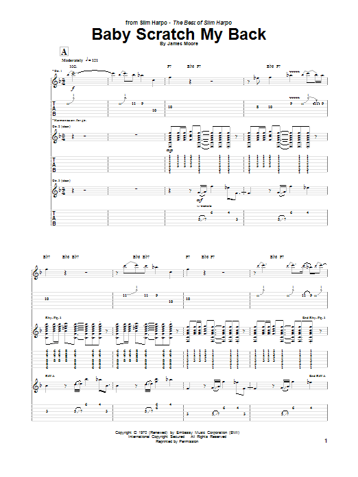 Slim Harpo Baby, Scratch My Back sheet music notes and chords arranged for Guitar Tab