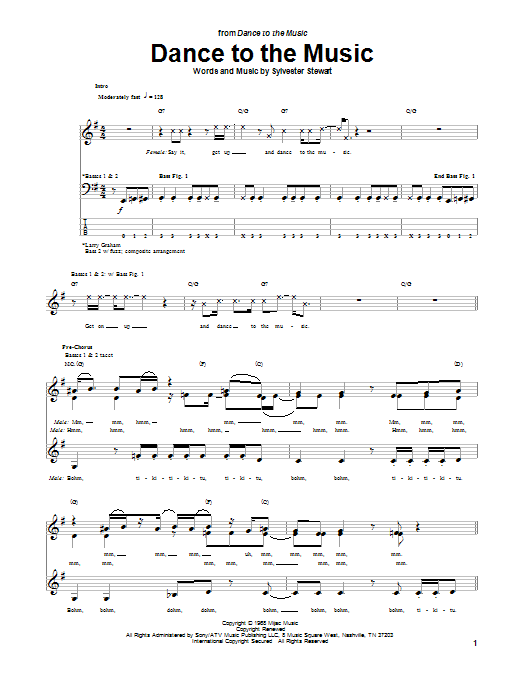Sly & The Family Stone Dance To The Music sheet music notes and chords arranged for Piano Chords/Lyrics