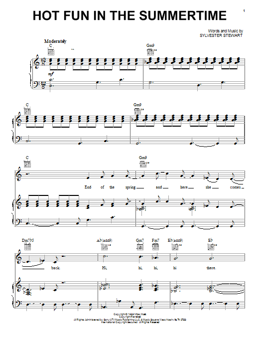 Sly & The Family Stone Hot Fun In The Summertime sheet music notes and chords arranged for Drum Chart