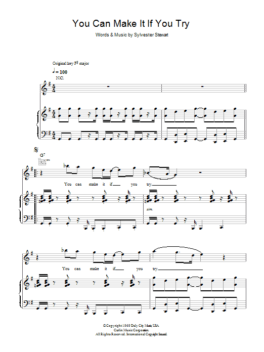 Sly And The Family Stone You Can Make It If You Try sheet music notes and chords arranged for Piano, Vocal & Guitar Chords
