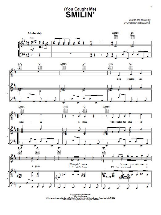 Sly And The Family Stone (You Caught Me) Smilin' sheet music notes and chords arranged for Piano, Vocal & Guitar Chords (Right-Hand Melody)