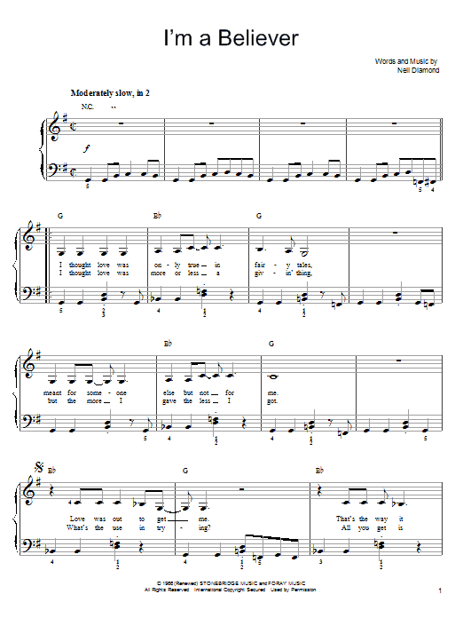 Smash Mouth I'm A Believer sheet music notes and chords arranged for Xylophone Solo