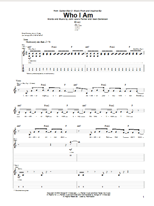Smile Empty Soul Who I Am sheet music notes and chords arranged for Guitar Tab