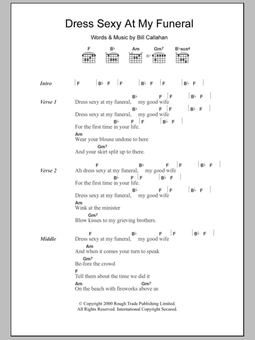 Smog Dress Sexy At My Funeral sheet music notes and chords arranged for Guitar Chords/Lyrics