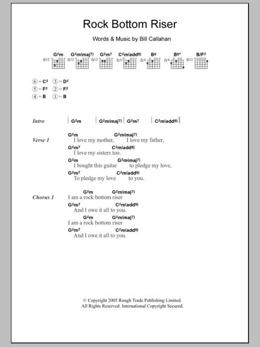 Smog Rock Bottom Riser sheet music notes and chords arranged for Guitar Chords/Lyrics