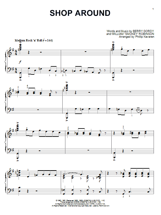 Smokey Robinson & The Miracles Shop Around (arr. Phillip Keveren) sheet music notes and chords arranged for Piano Solo