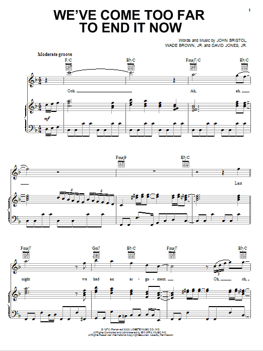 Smokey Robinson & The Miracles We've Come Too Far To End It Now sheet music notes and chords arranged for Piano, Vocal & Guitar Chords (Right-Hand Melody)