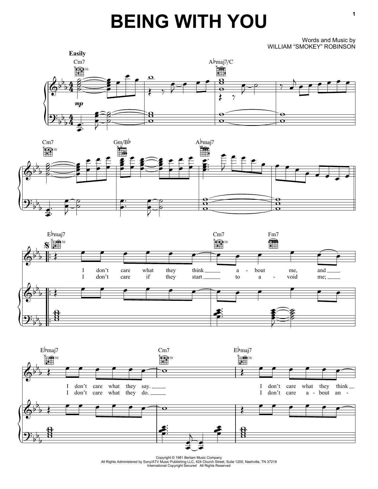 Smokey Robinson Being With You sheet music notes and chords arranged for Guitar Chords/Lyrics