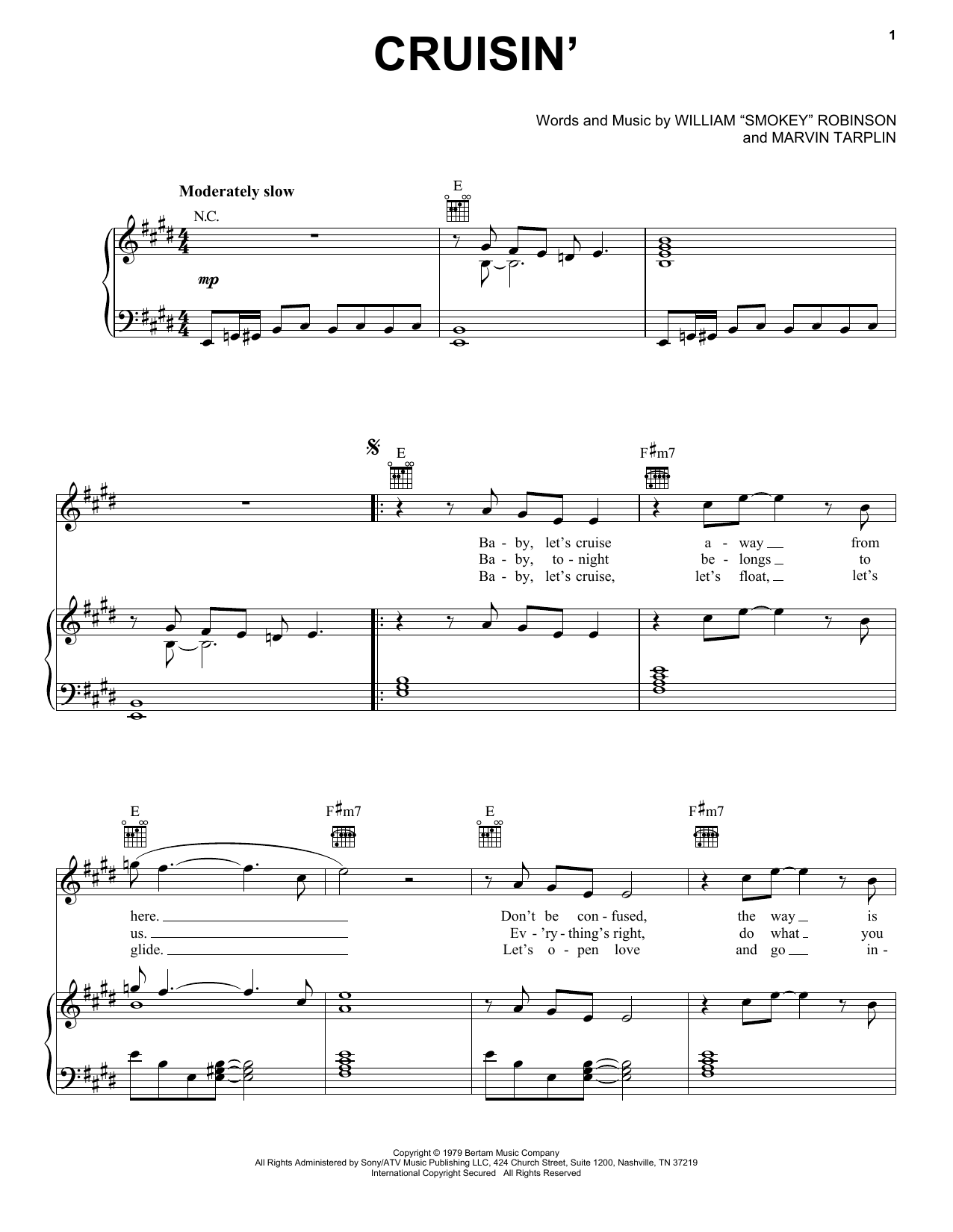 Smokey Robinson Cruisin' sheet music notes and chords arranged for Cello Solo