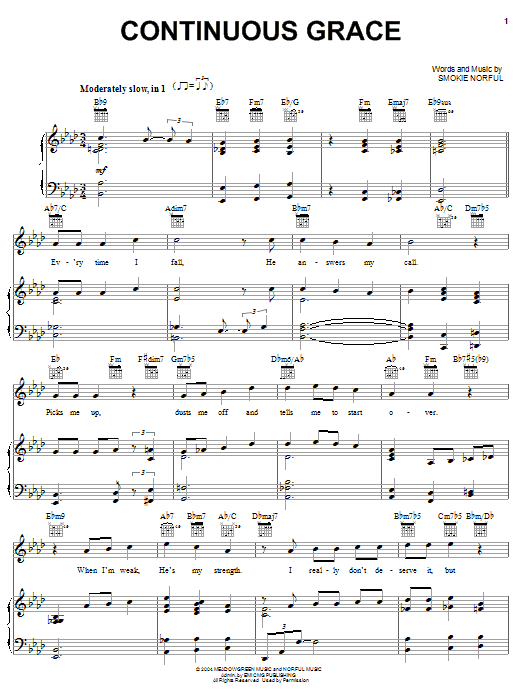 Smokie Norful Continuous Grace sheet music notes and chords arranged for Piano, Vocal & Guitar Chords (Right-Hand Melody)