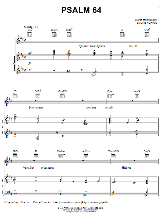 Smokie Norful Psalm 64 sheet music notes and chords arranged for Piano, Vocal & Guitar Chords (Right-Hand Melody)