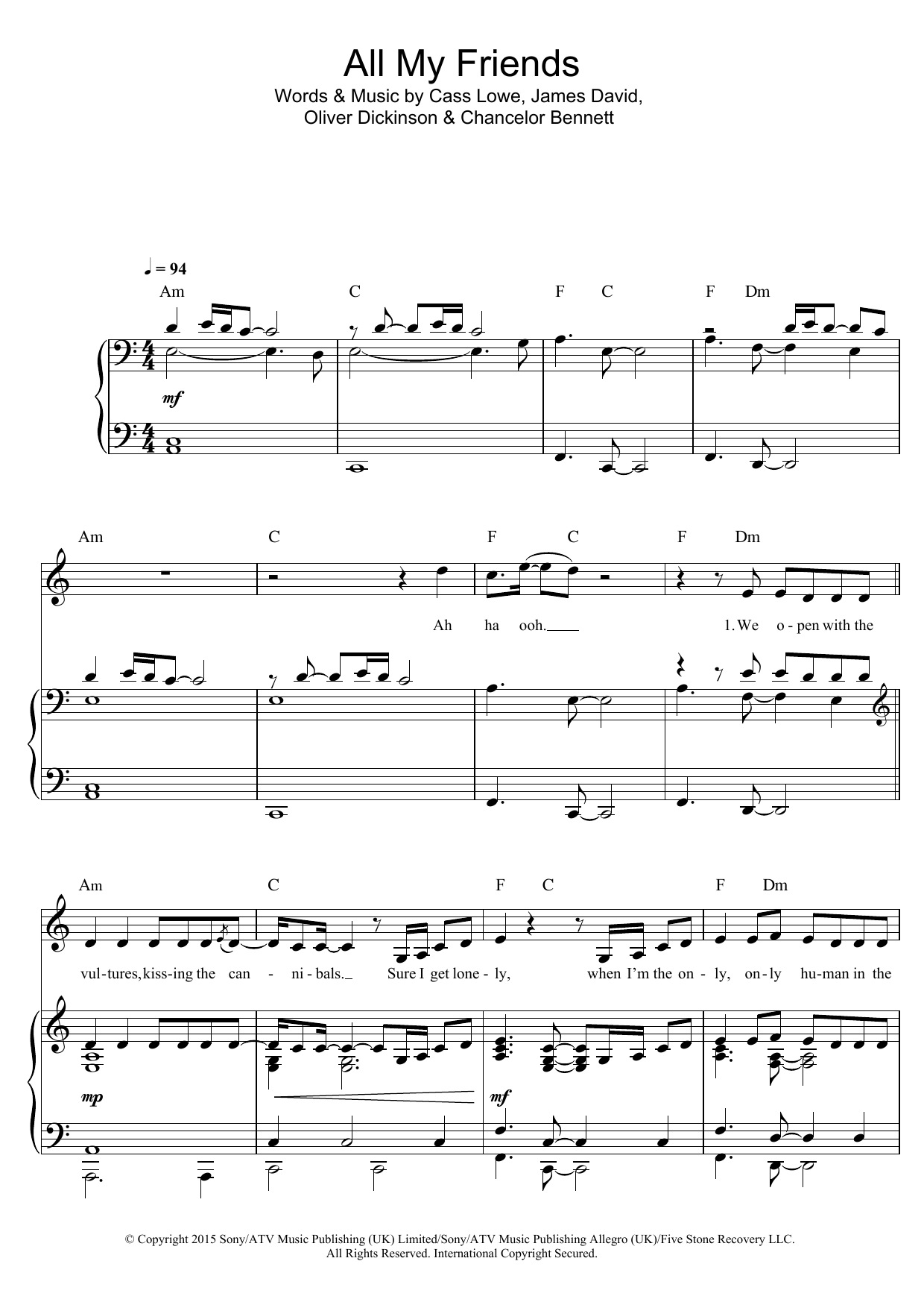 Snakehips All My Friends (featuring Tinashe and Chance The Rapper) sheet music notes and chords arranged for Piano & Vocal