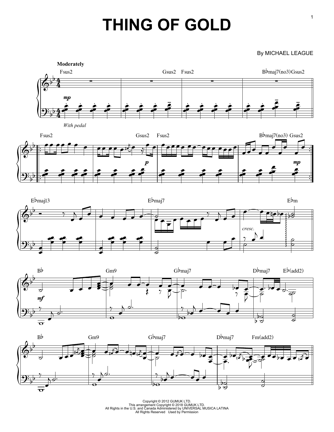Snarky Puppy Thing Of Gold sheet music notes and chords arranged for Piano Solo
