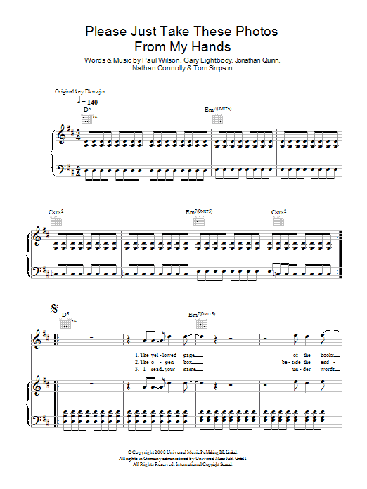 Snow Patrol Please Just Take These Photos From My Hands sheet music notes and chords arranged for Guitar Tab