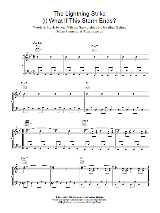 Snow Patrol The Lightning Strike (i. What If The Storm Ends) sheet music notes and chords arranged for Piano, Vocal & Guitar Chords
