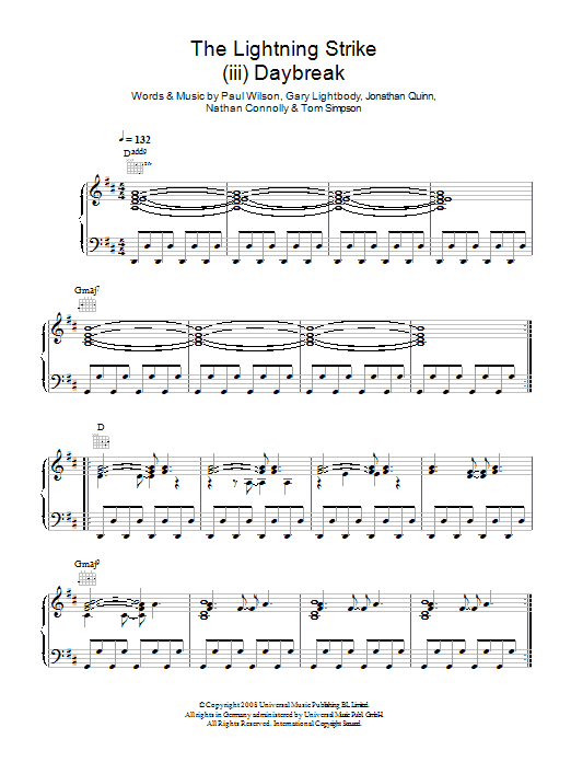 Snow Patrol The Lightning Strike (iii. Daybreak) sheet music notes and chords arranged for Piano, Vocal & Guitar Chords