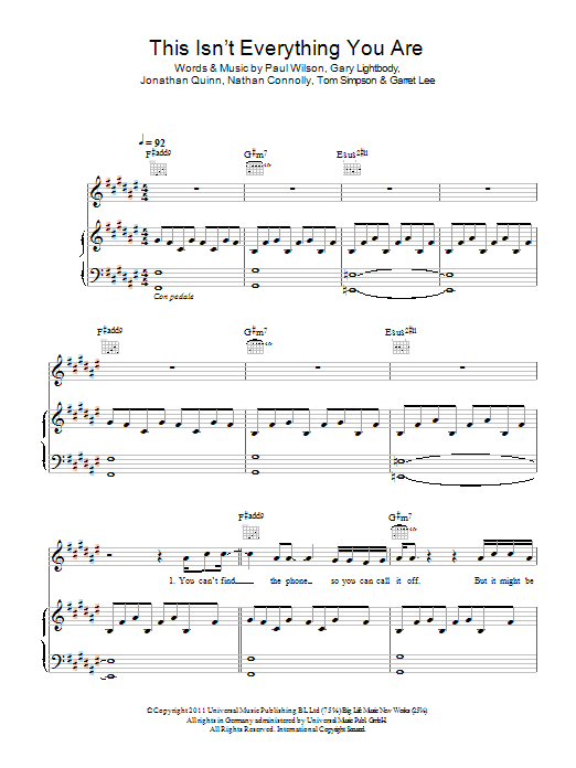 Snow Patrol This Isn't Everything You Are sheet music notes and chords arranged for Piano, Vocal & Guitar Chords