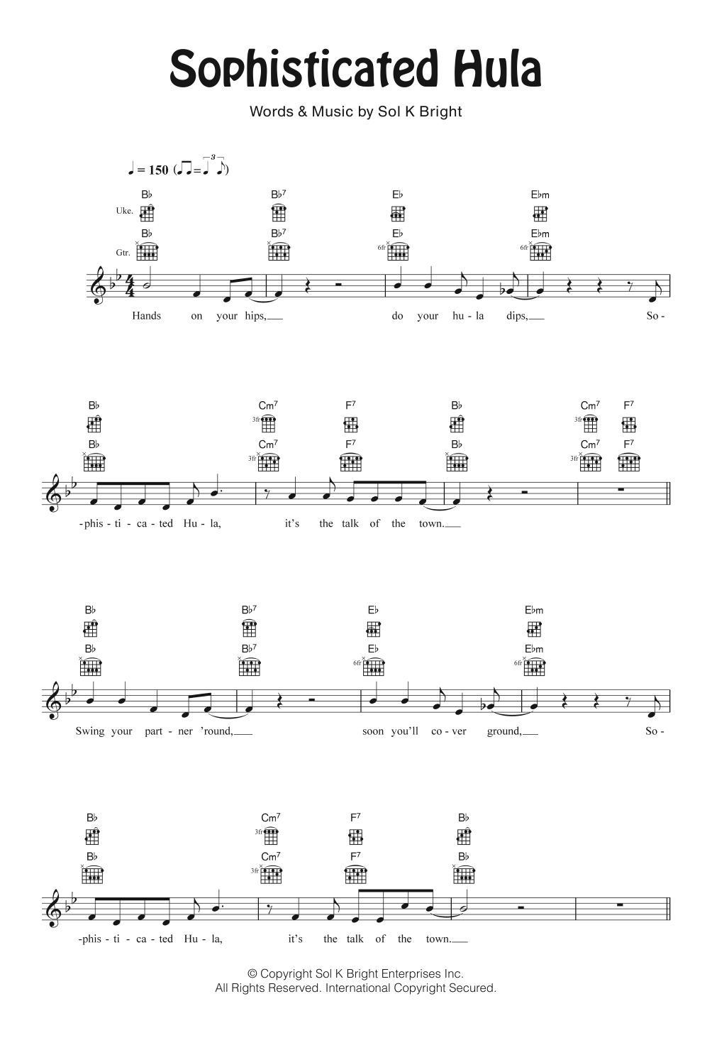 Sol K. Bright Sophisticated Hula sheet music notes and chords arranged for Ukulele