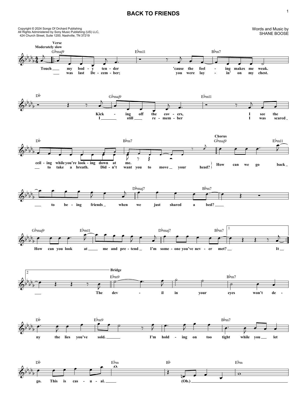 sombr Back To Friends sheet music notes and chords arranged for Lead Sheet / Fake Book