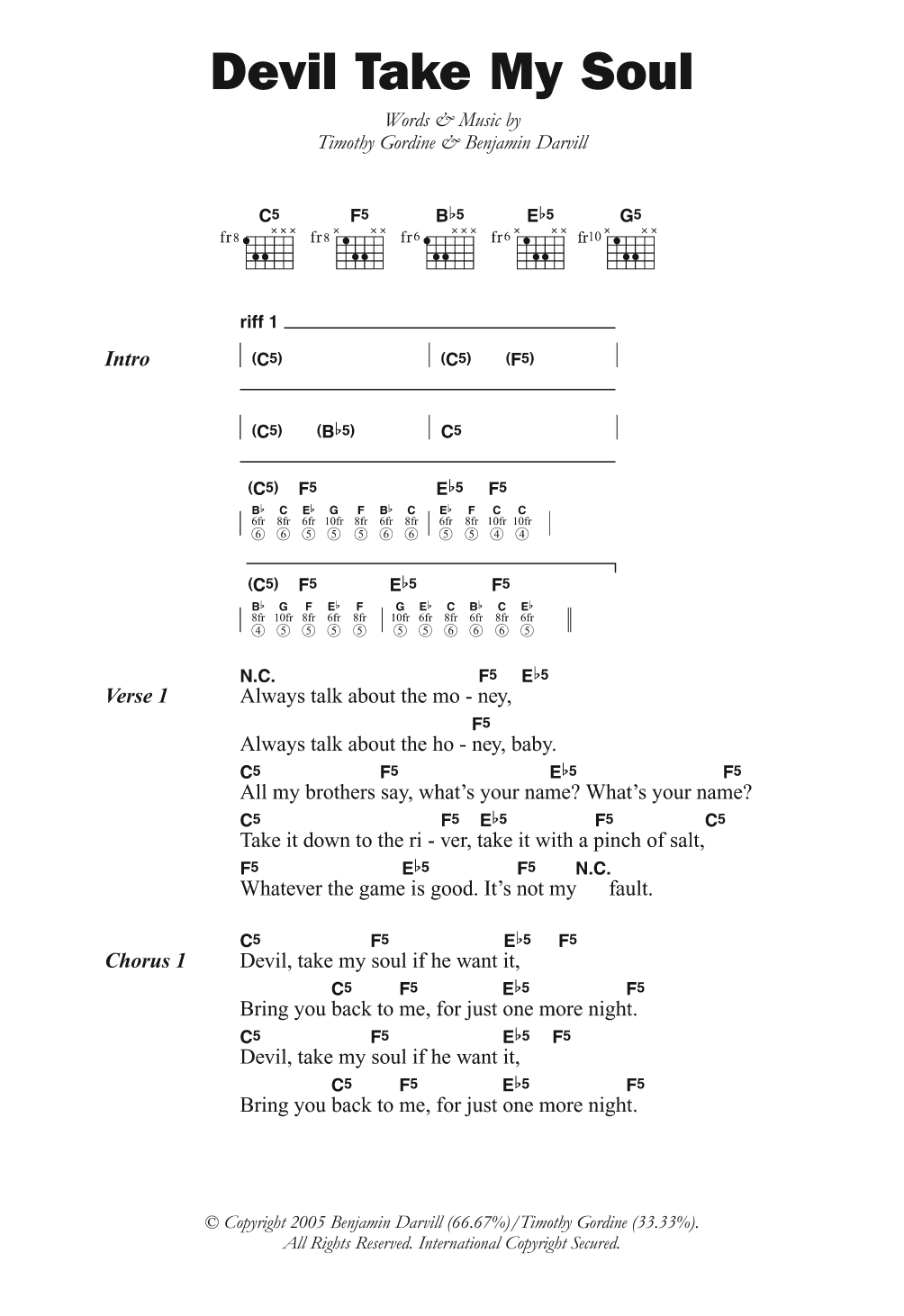 Son Of Dave Devil Take My Soul sheet music notes and chords arranged for Guitar Chords/Lyrics