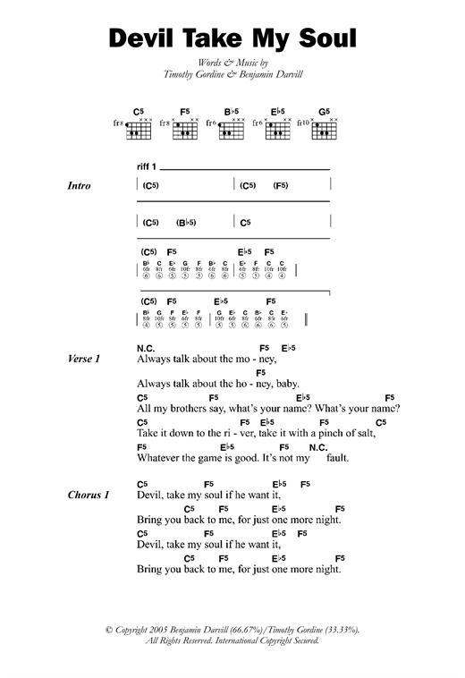 Son Of Dave Devil Take My Soul sheet music notes and chords arranged for Guitar Chords/Lyrics