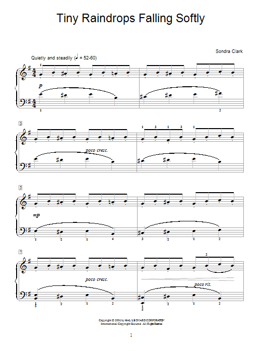 Sondra Clark Tiny Raindrops Falling Softly sheet music notes and chords arranged for Educational Piano