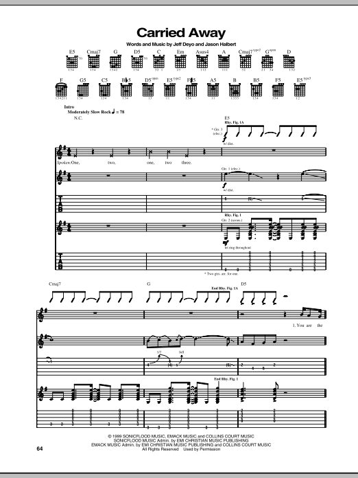 Sonicflood Carried Away sheet music notes and chords arranged for Guitar Tab