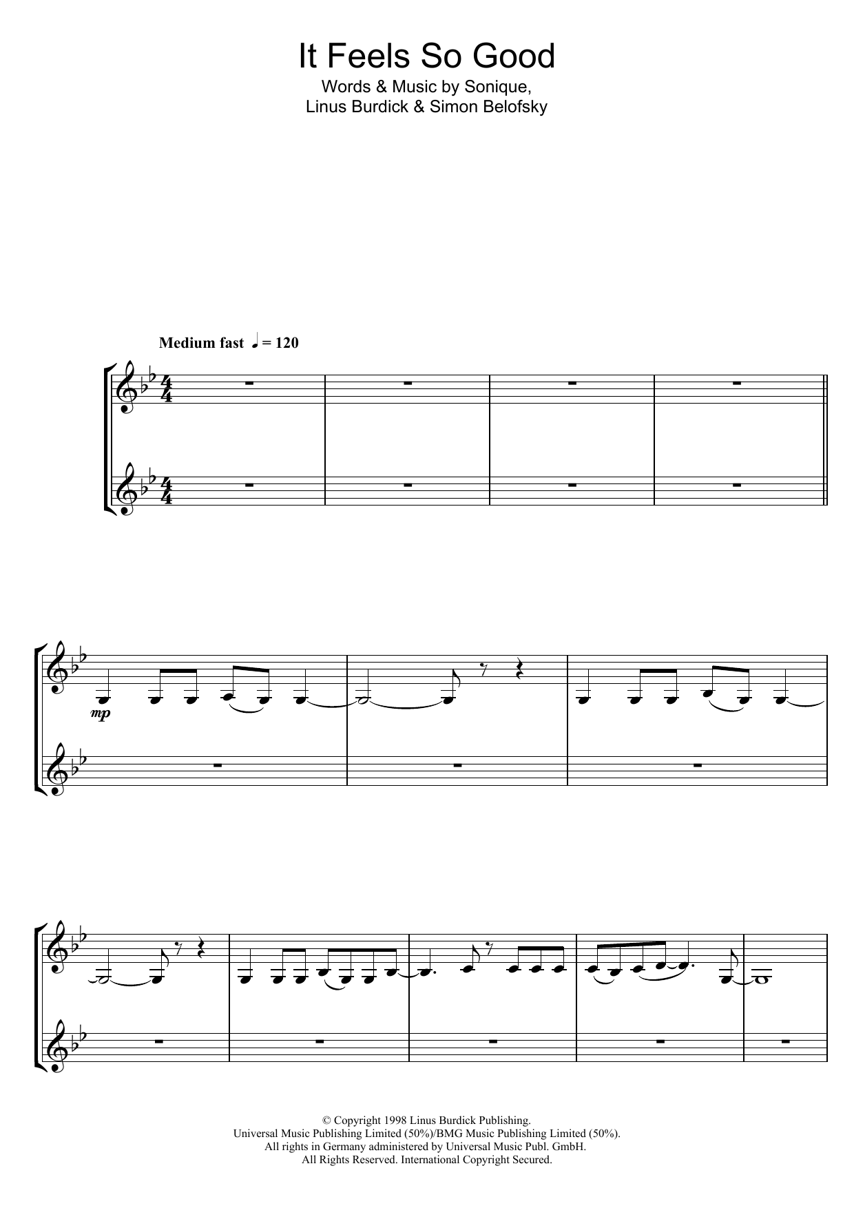 Sonique It Feels So Good (Clarinet Duet) sheet music notes and chords arranged for Clarinet Duet