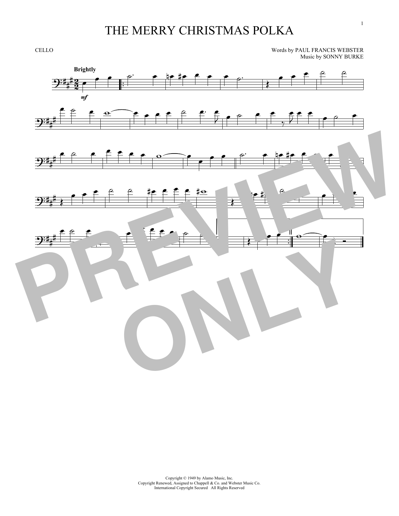 Sonny Burke The Merry Christmas Polka sheet music notes and chords arranged for Tenor Sax Solo