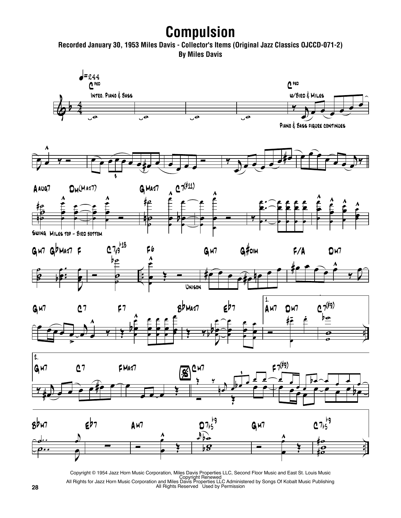Sonny Rollins Compulsion sheet music notes and chords arranged for Tenor Sax Transcription