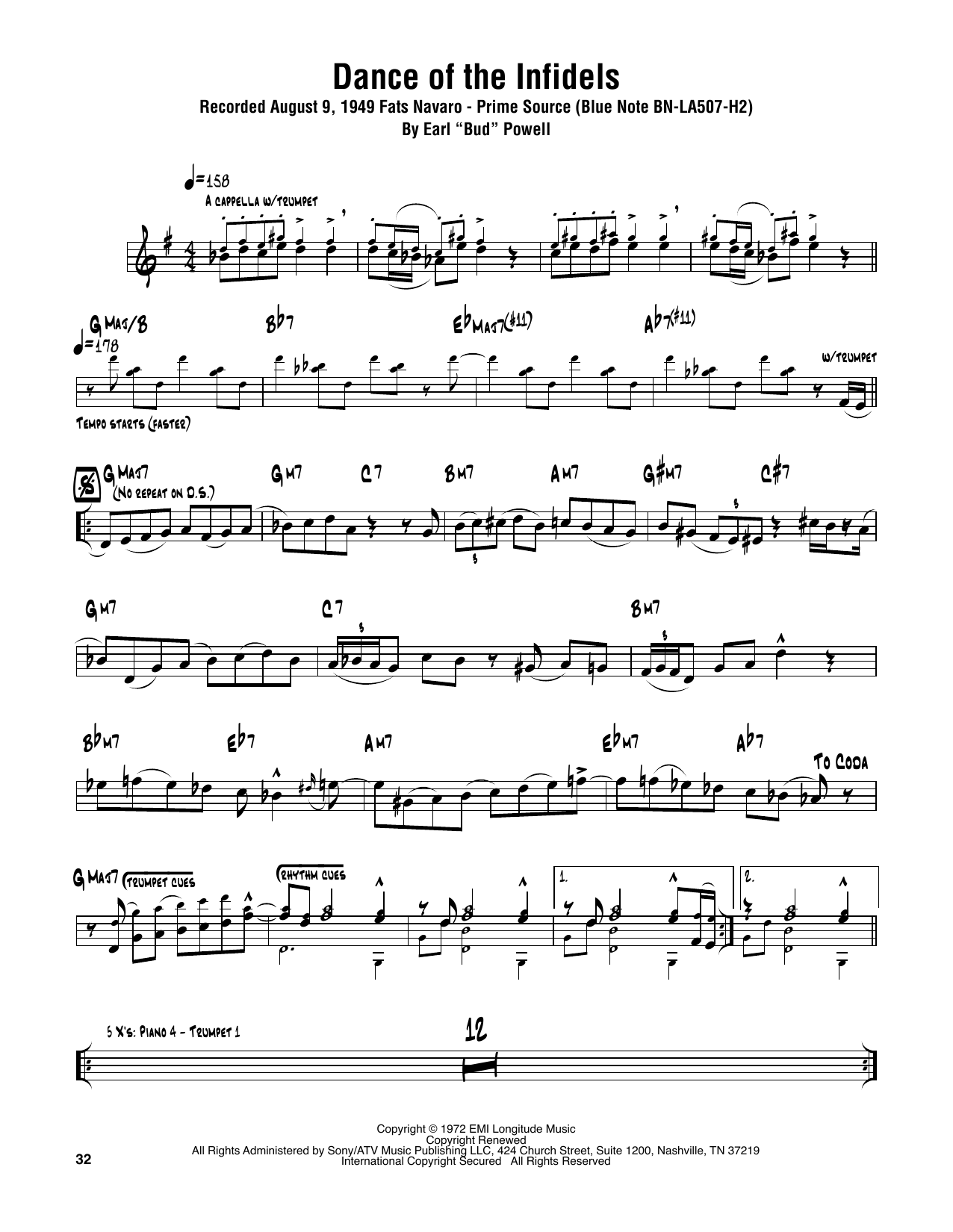 Sonny Rollins Dance Of The Infidels sheet music notes and chords arranged for Tenor Sax Transcription