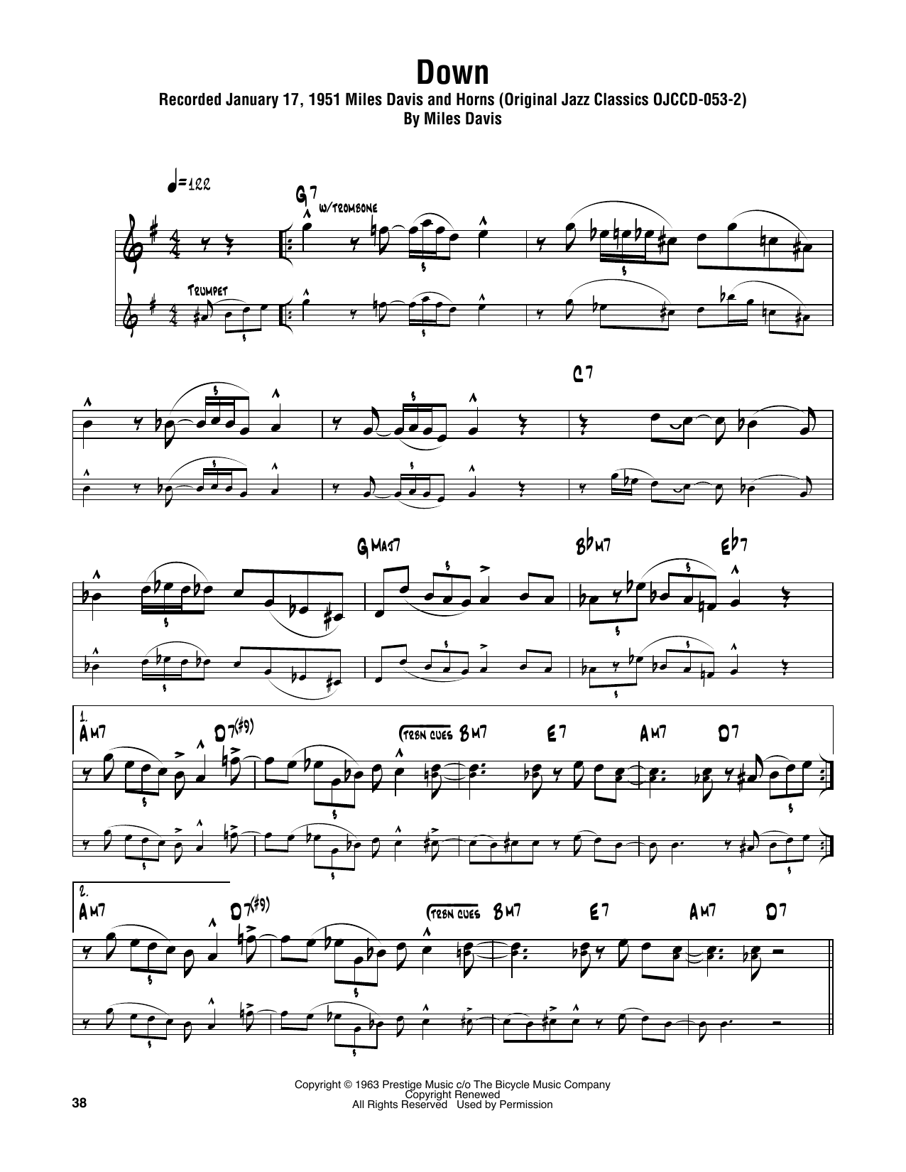 Sonny Rollins Down sheet music notes and chords arranged for Tenor Sax Transcription
