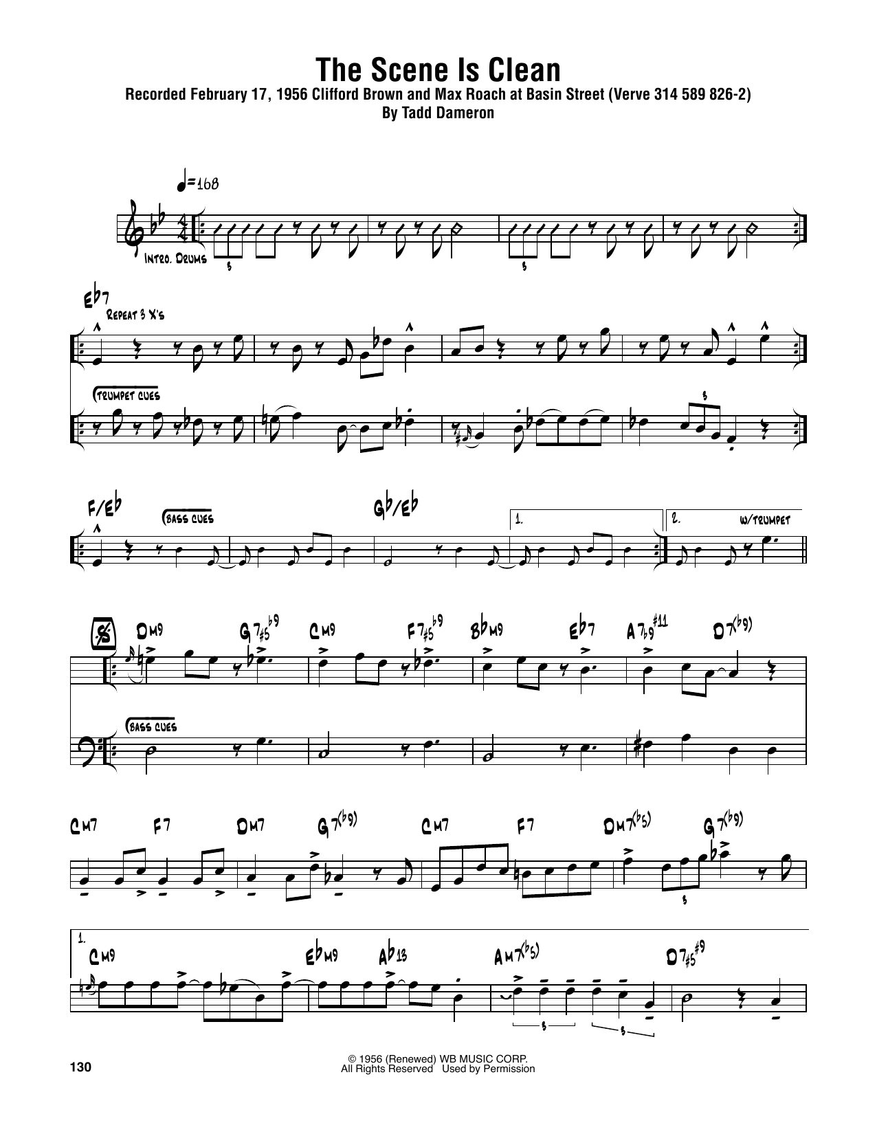 Sonny Rollins The Scene Is Clean sheet music notes and chords arranged for Tenor Sax Transcription